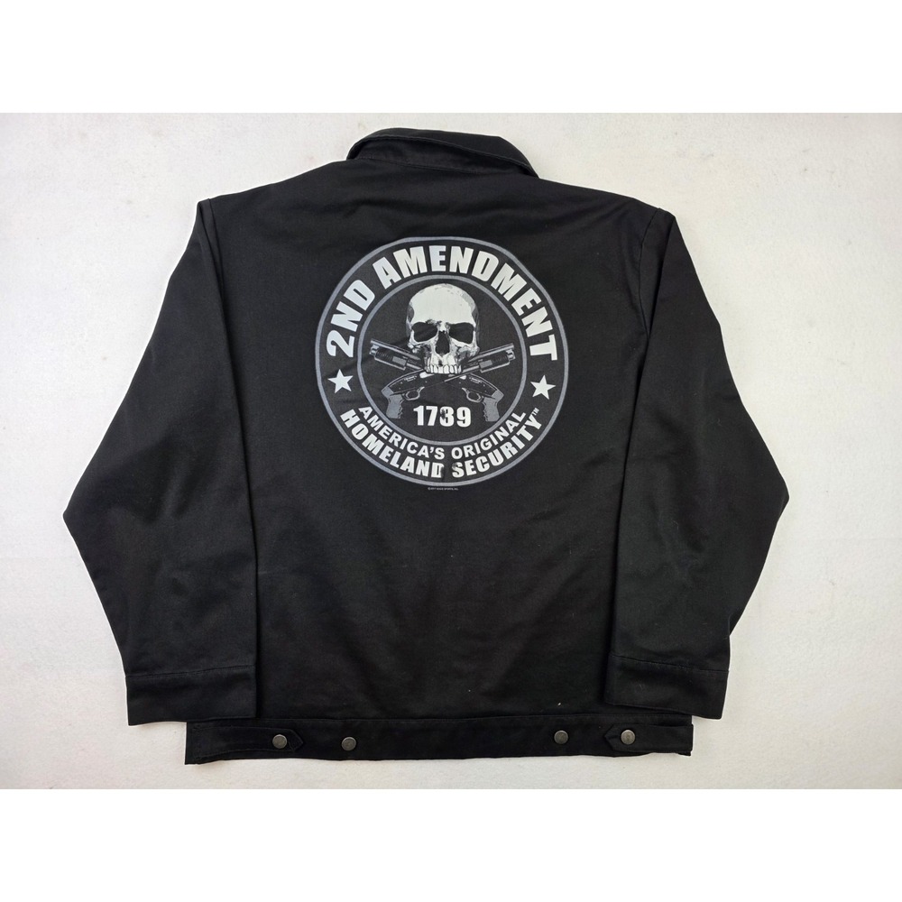 Hot Leathers Jacket Black Skull 2nd Amendment Full Zip Motorcycle Size 2XL
